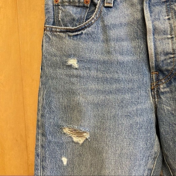 LEVI'S 501 High Rise Skinny Leg Button Fly Distressed Jeans Size 24 - Picture 6 of 16